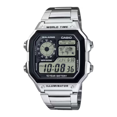Casio 復古鋼帶跳字錶 AE-1200WHD-1A