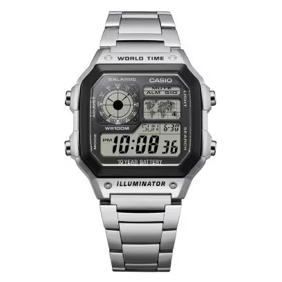 Casio 復古鋼帶跳字錶 AE-1200WHD-1A