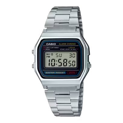 Casio A158WA-1 中裝 銀色方形復古跳字錶
