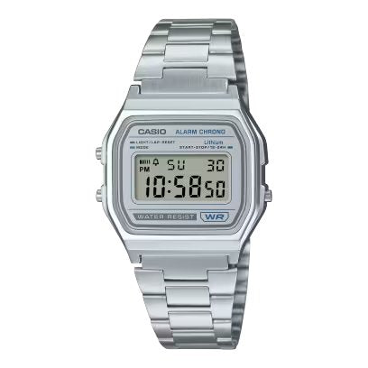 Casio A158WEA-7 中裝 銀色 銀灰面 方形復古跳字錶