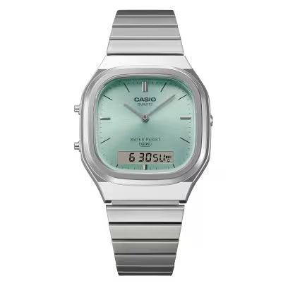 CASIO AQ-240E-2A 冰藍色 雙顯 方形 復古錶