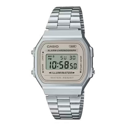 Casio A168WA-8A 灰白色 方形復古跳字錶