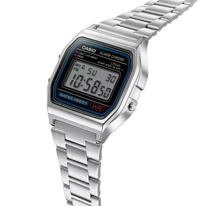Casio A158WA-1 中裝 銀色方形復古跳字錶