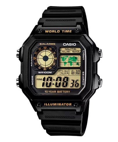 Casio 復古跳字錶 黑色尼龍帶 AE-1200WHB-1B