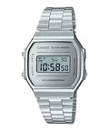 Casio A168WEM-7 銀鏡面 方形復古跳字錶