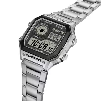 Casio 復古鋼帶跳字錶 AE-1200WHD-1A