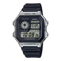 Casio 復古跳字錶 銀盤 黑色膠帶 地圖 AE-1200WH-1C