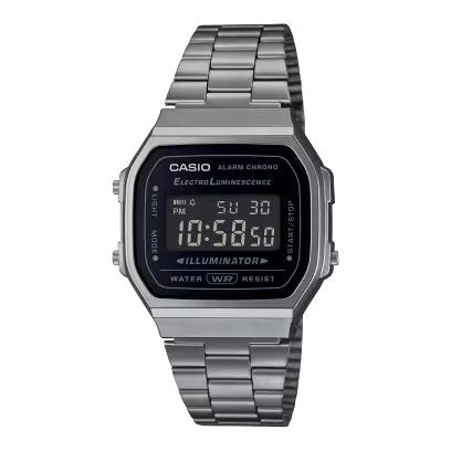 Casio A168WGG-1B 青銅灰 反顯顯示 方形復古跳字錶