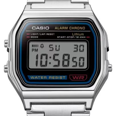 Casio A158WA-1 中裝 銀色方形復古跳字錶