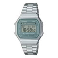 Casio A168WA-3A 灰綠色 方形復古跳字錶